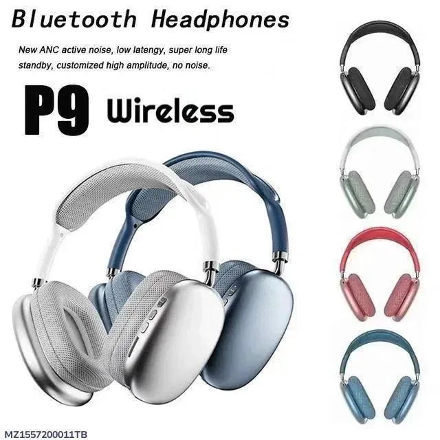 Black Rechargeable Bass Headphones with Metal & Silicone