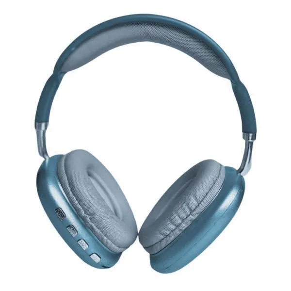 Black Rechargeable Bass Headphones with Metal & Silicone