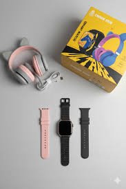 Crown S900 Ultra2 7 in 1 Strap Smart Watch | Cat Headphone