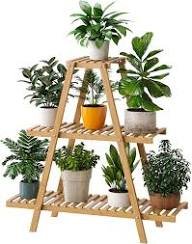 3-Tier Bamboo Plant Stand for Indoor/Outdoor Use